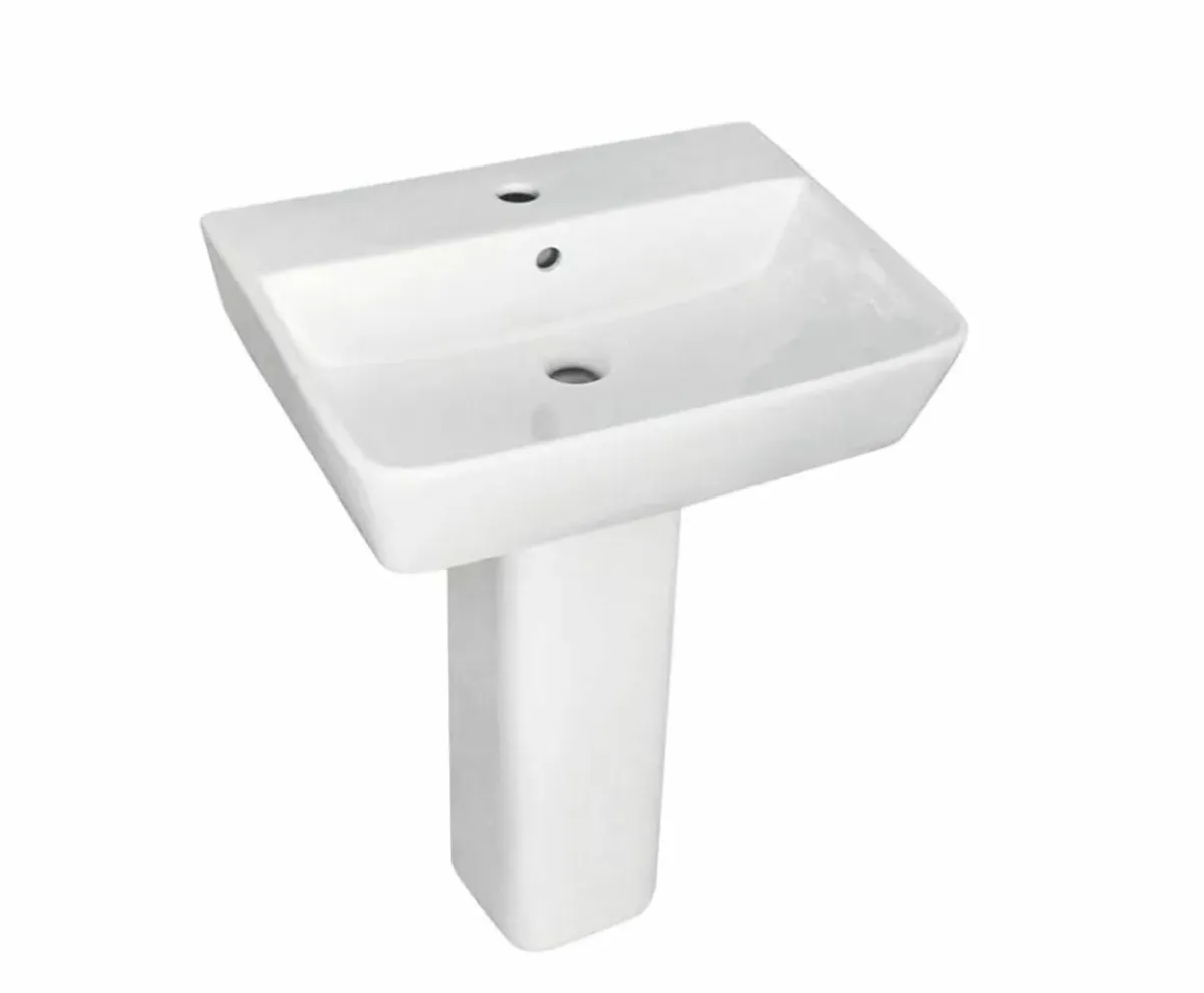 Bathshack - Modern Square Basin & Pedestal 550mm