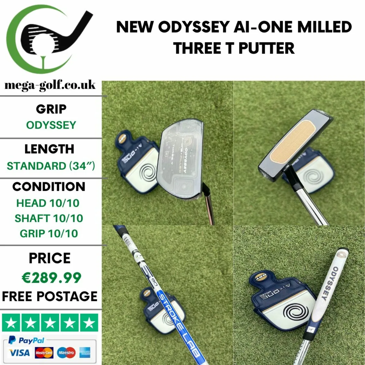New Odyssey Ai-One Milled Three T Putter / 34″ - Image 1