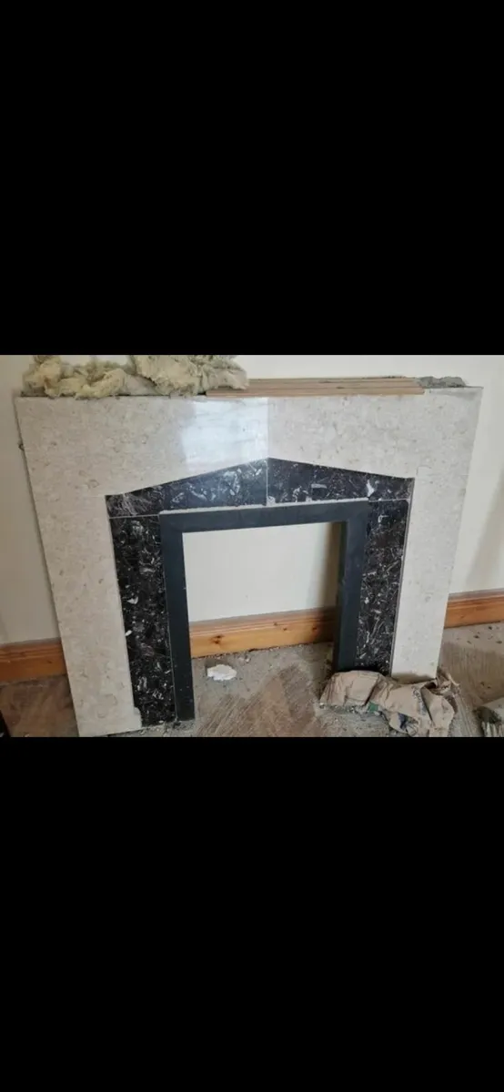 Marble fireplace, wnd metal chairs, - Image 2