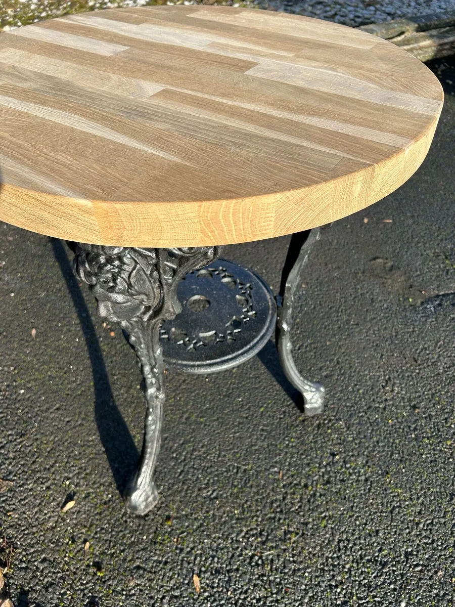 Table Cast Iron heavy with Oak Top - Image 3