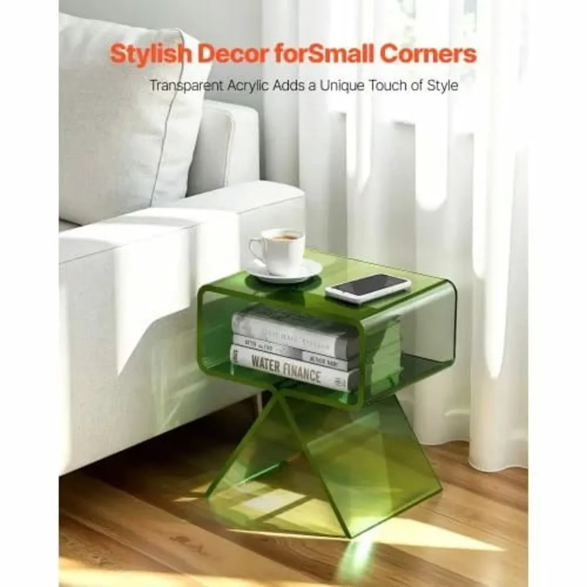 Acrylic Nightstand Side Table, Modern Clear Bedsid - Image 2