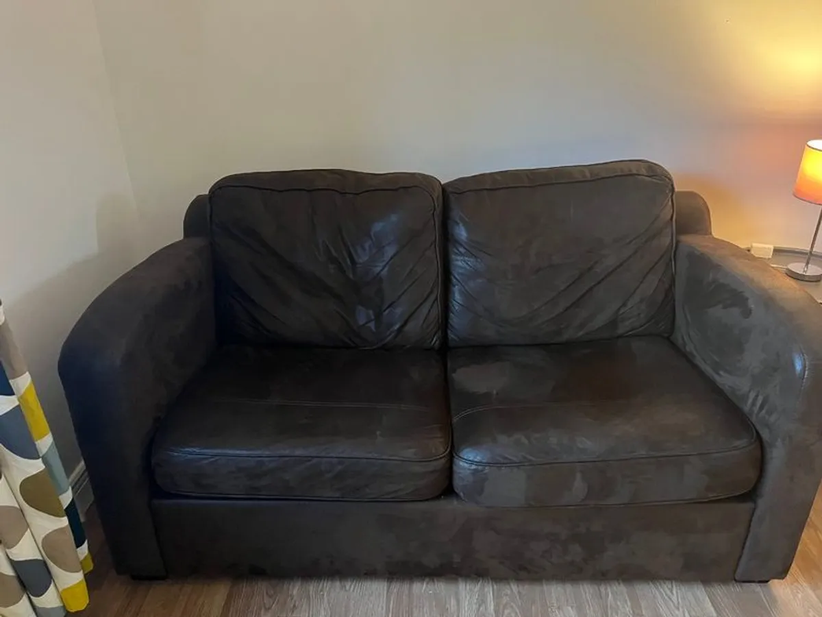 Brown two seater sofa bed - Image 1