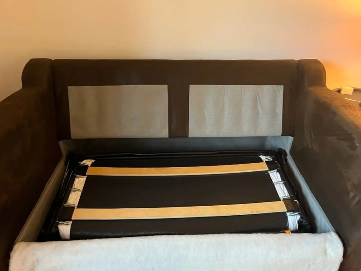 Brown two seater sofa bed - Image 2