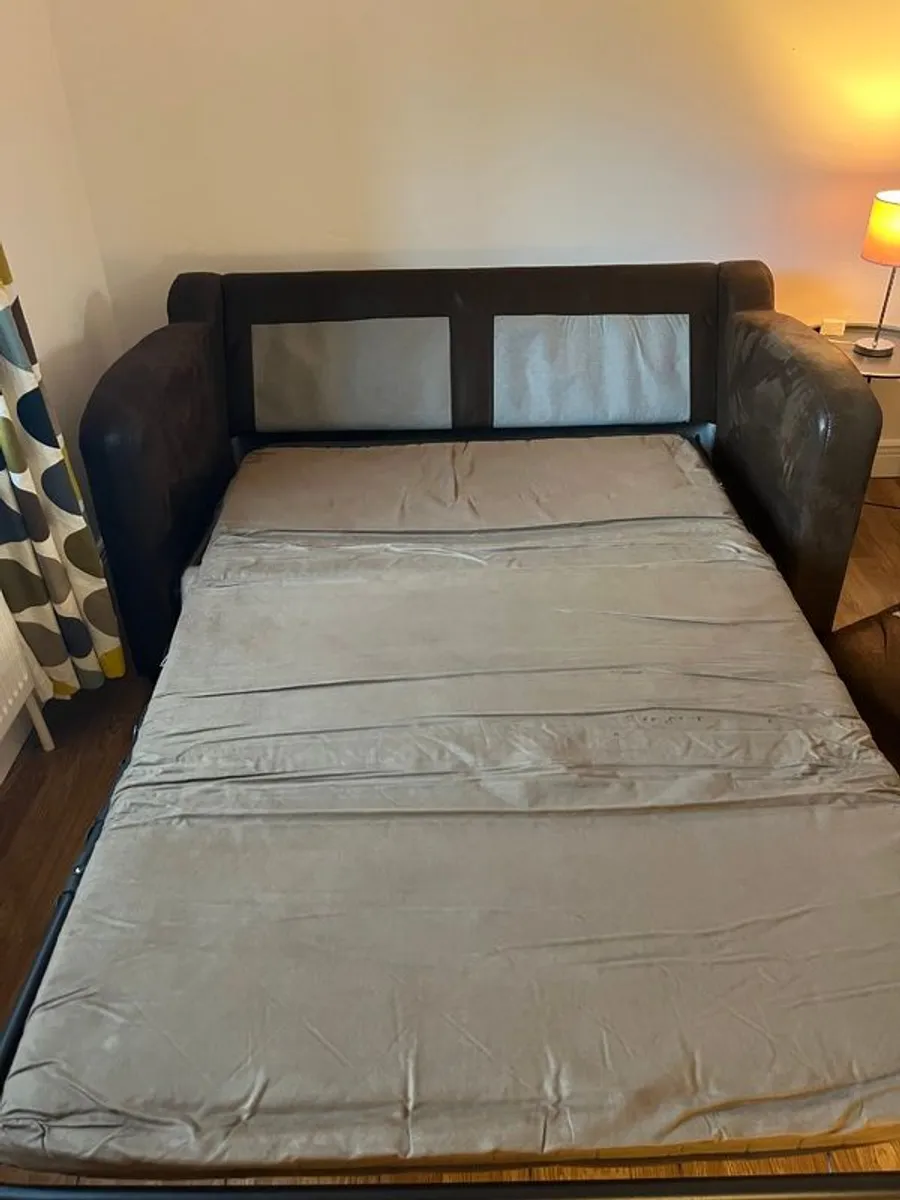 Brown two seater sofa bed - Image 3