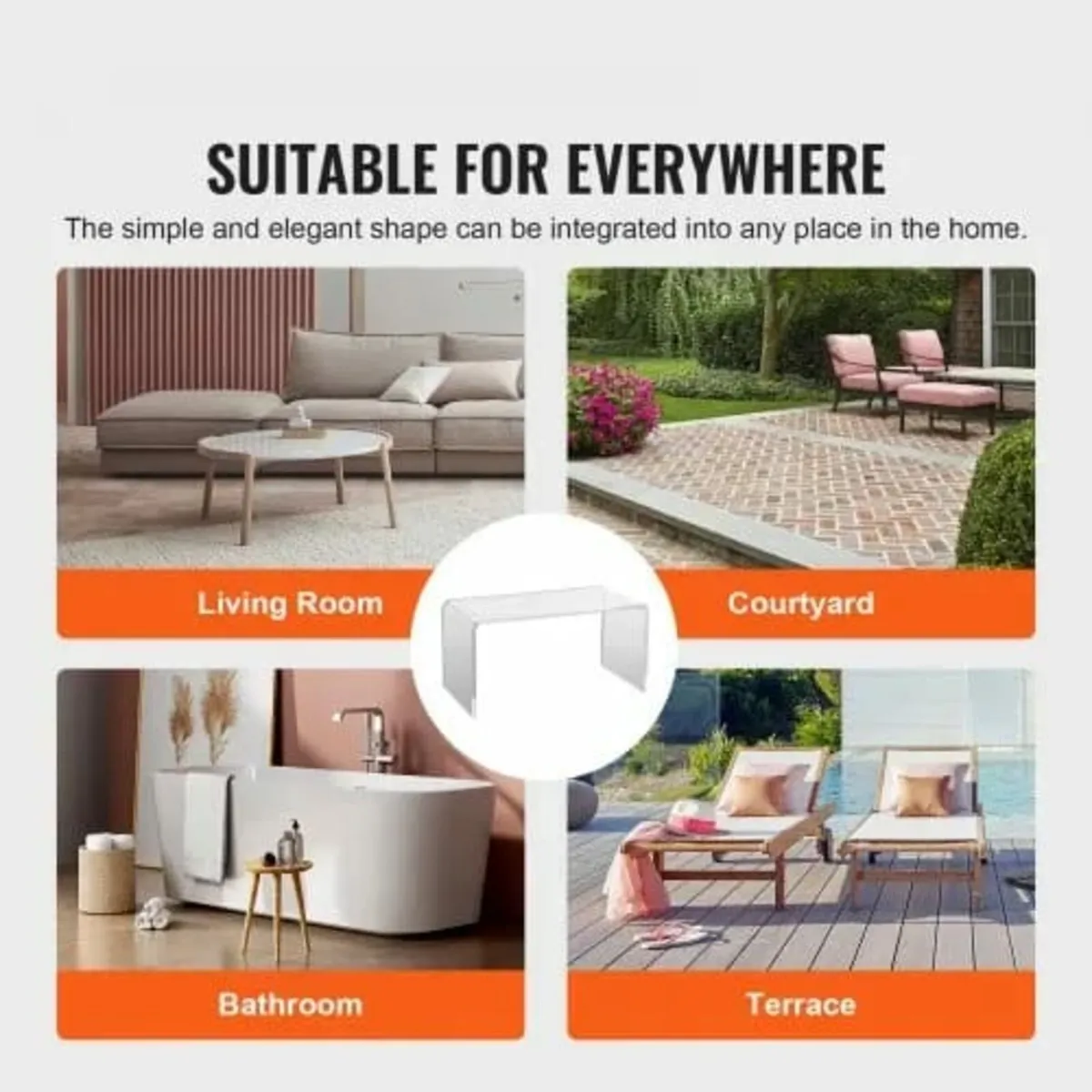 Acrylic Coffee Table, C-Shaped Clear Acrylic End T - Image 3