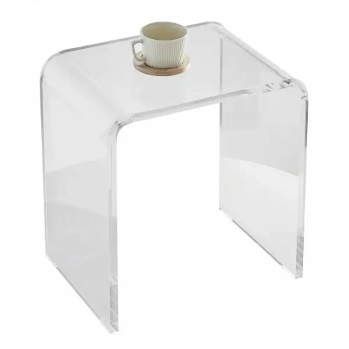 Acrylic End Table, C-Shaped Lucite Side Table, Cle - Image 1