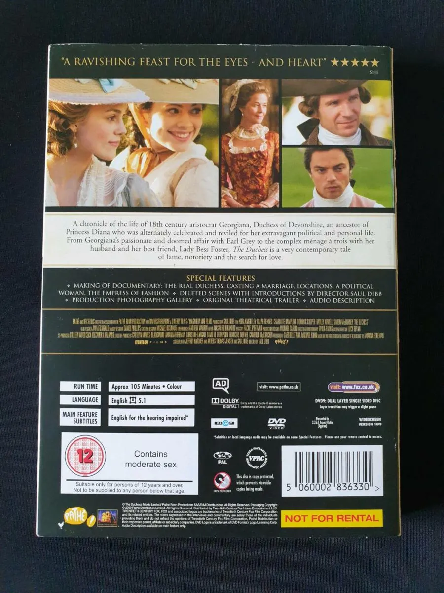 The Duchess DVD 2009 Keira Knightley Ralph Fiennes - Image 2