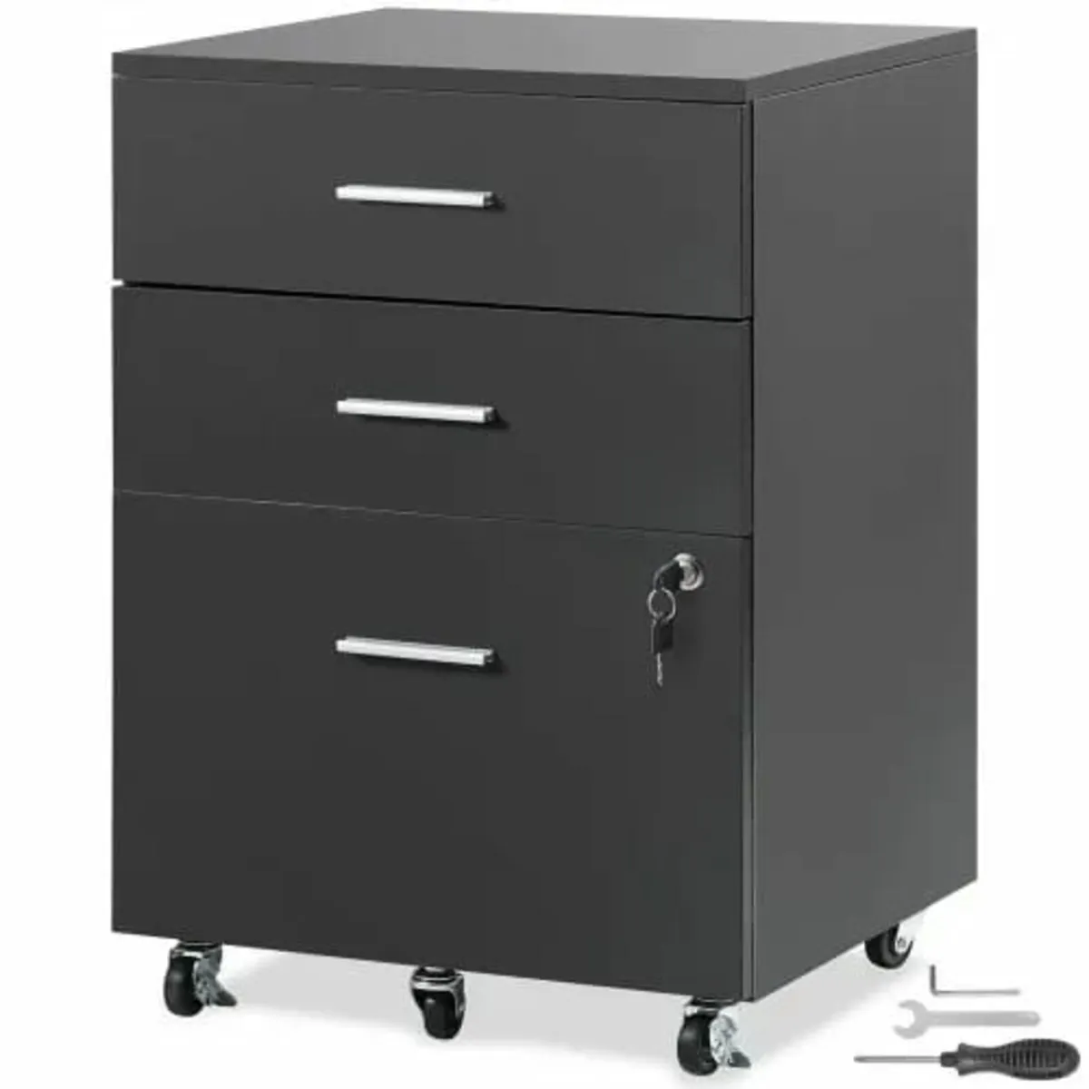 File Cabinet, 3-Drawer Wood Filing Cabinet, Lockin - Image 1
