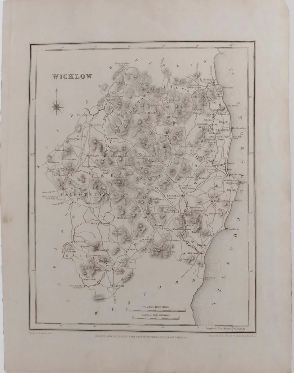Wicklow 1837 Antique Map Including Baronies - Image 2