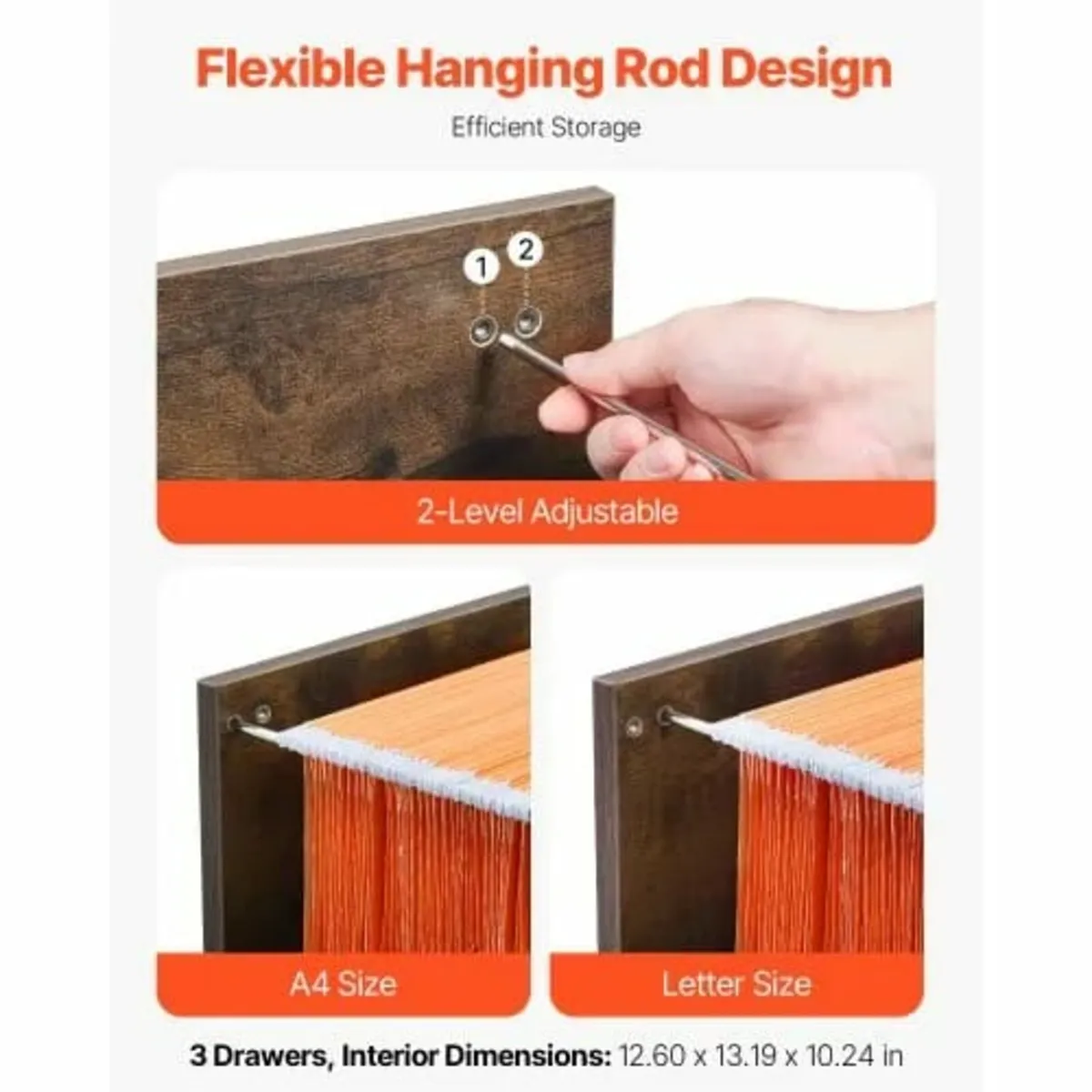 3 Drawer File Cabinet with Lock, Vertical Filing S - Image 3