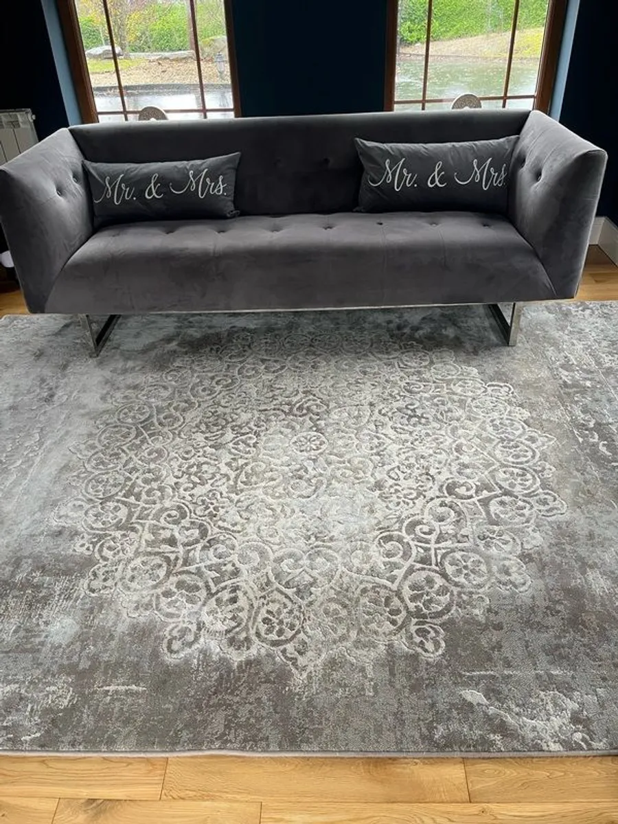 Grey Velvet Couch - Image 1