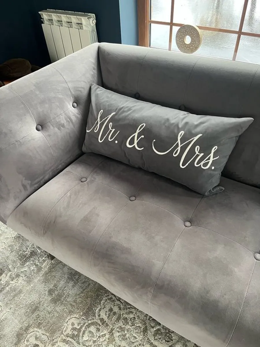 Grey Velvet Couch - Image 4