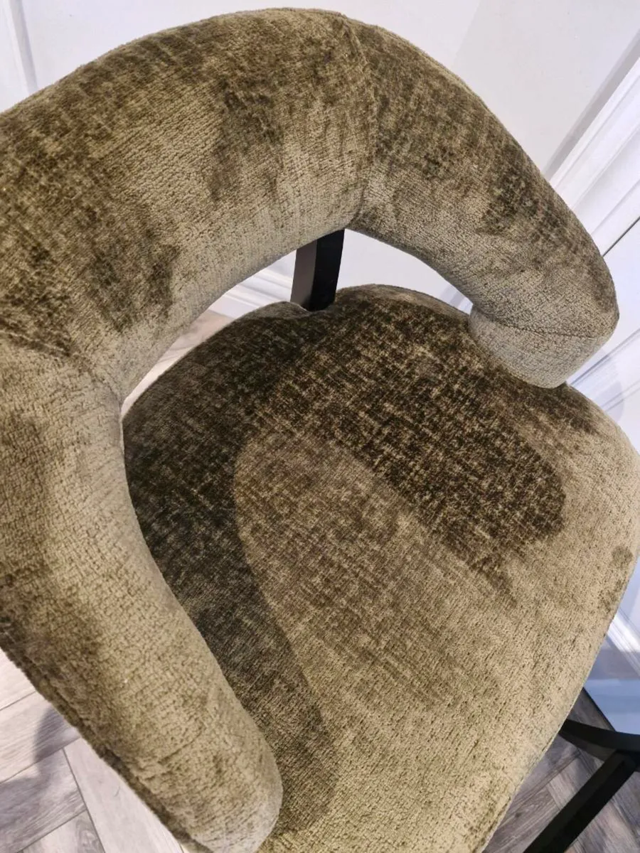 3 Barstools Moss Green Chenille - Image 4