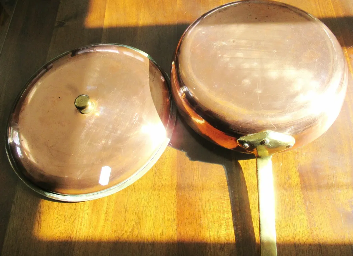 antique FRENCH COPPER pan kitchen cottage pub cave - Image 2