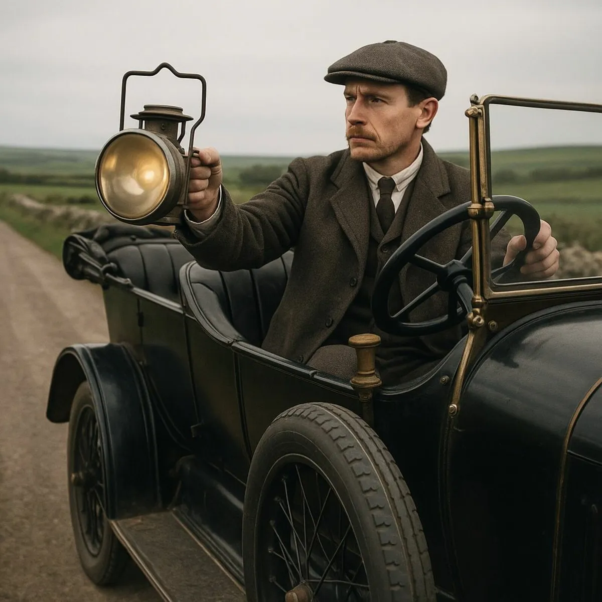 antique vintage lamp car rail train cottage pub - Image 1