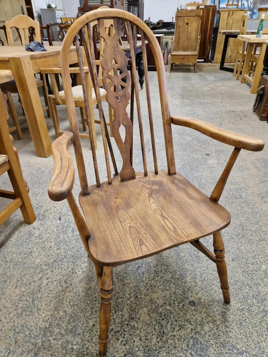 Vintage old charm oak table, 6 chairs - Image 4
