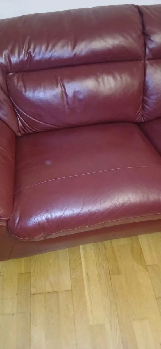 3 and 2 seater red leather - Image 4