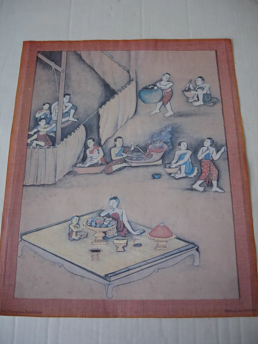 Six Coloured Prints Traditional Thai Life - Image 2
