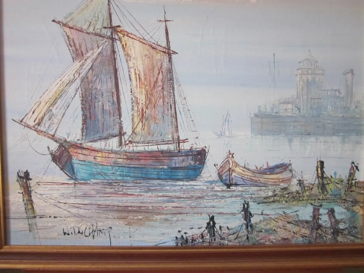 Mixed Media Painting  Boat in Sail by  H. Duchamp - Image 2