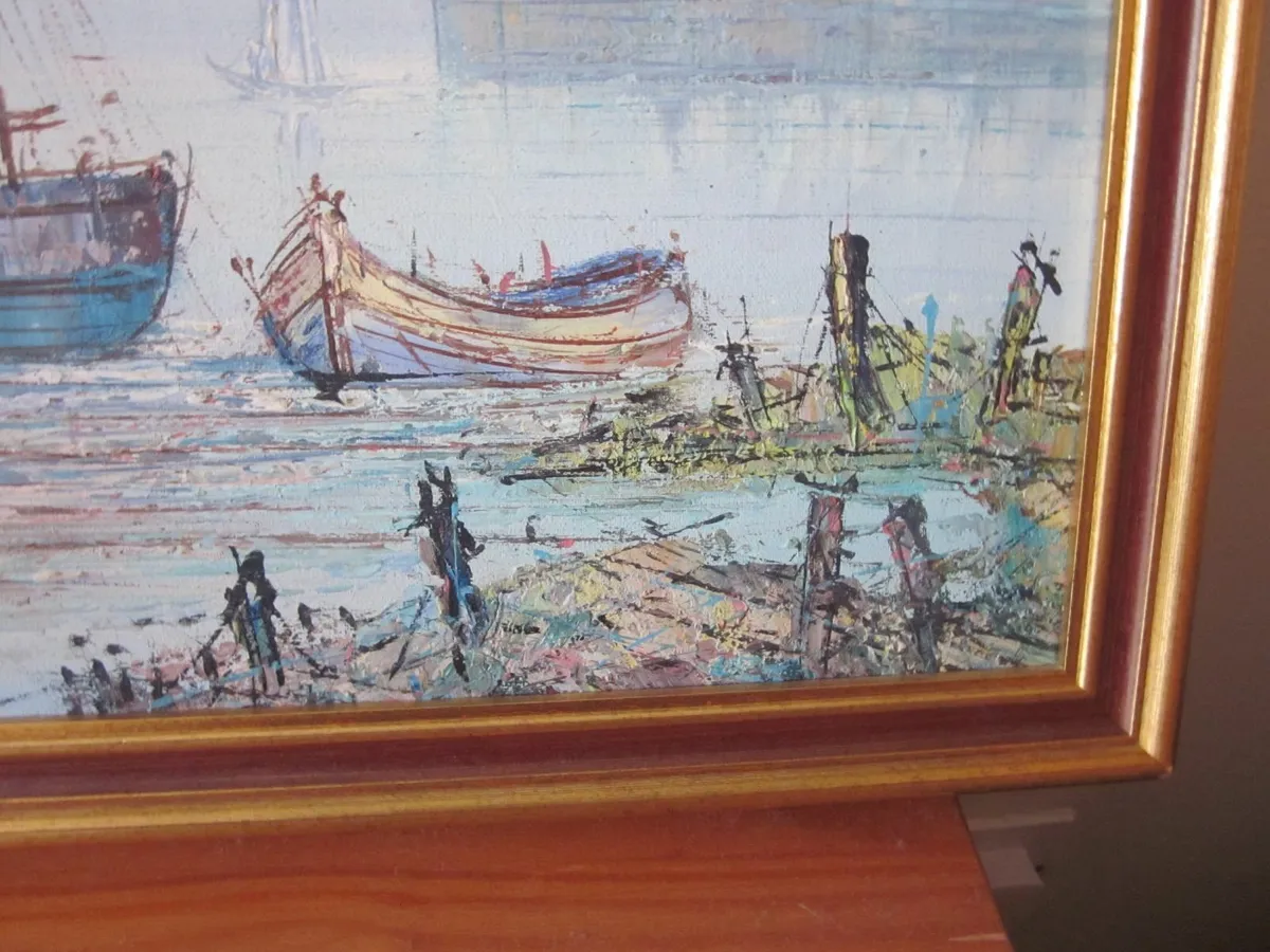 Mixed Media Painting  Boat in Sail by  H. Duchamp - Image 4