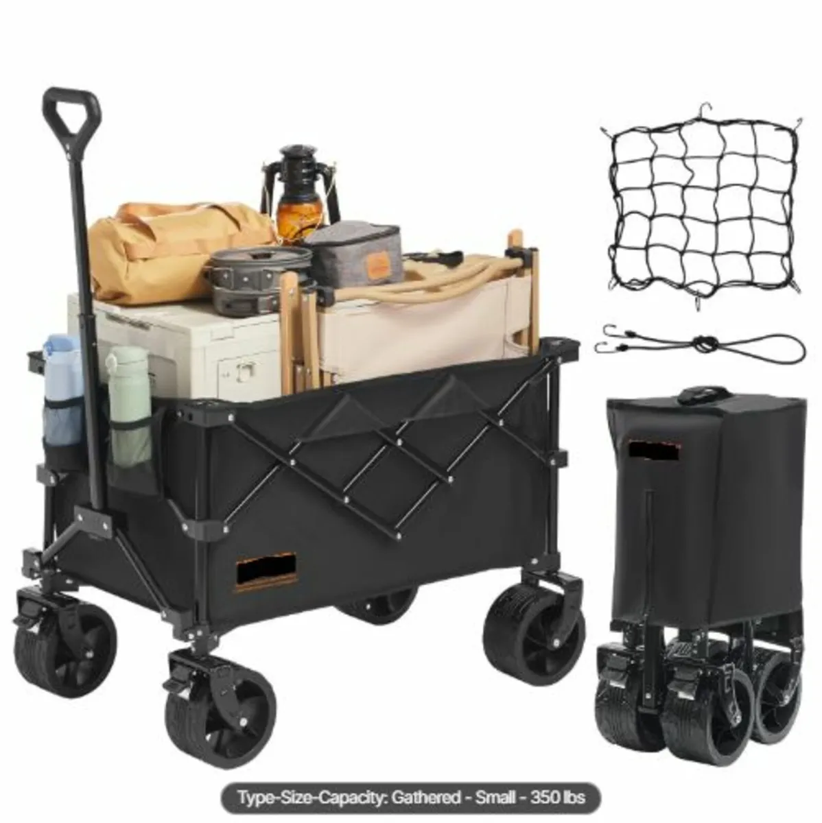 Collapsible Folding Wagon, 113 L Beach Wagon Cart - Image 1
