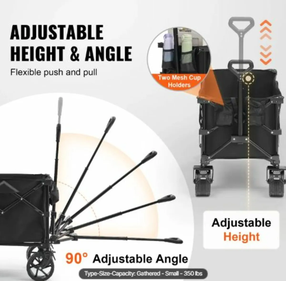 Collapsible Folding Wagon, 113 L Beach Wagon Cart - Image 3