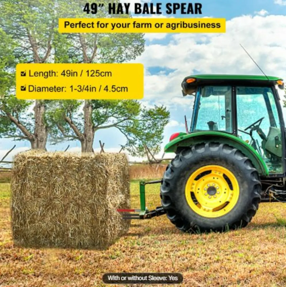 Hay Spear 49" Bale Spear 3000 lbs Capacity, Bale - Image 2