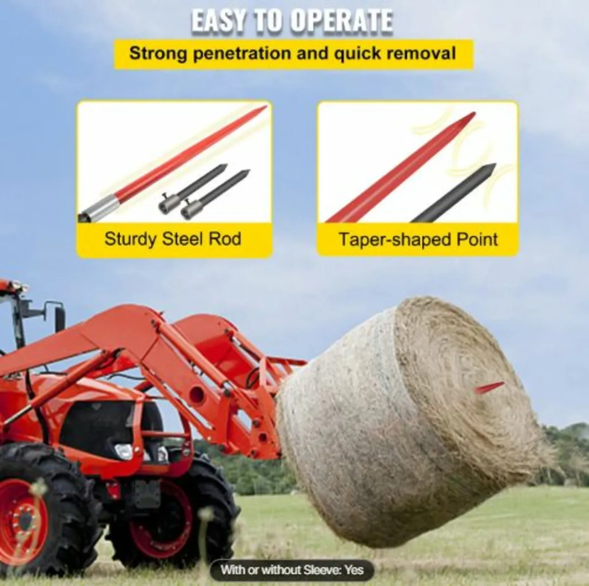 Hay Spear 49" Bale Spear 3000 lbs Capacity, Bale - Image 4
