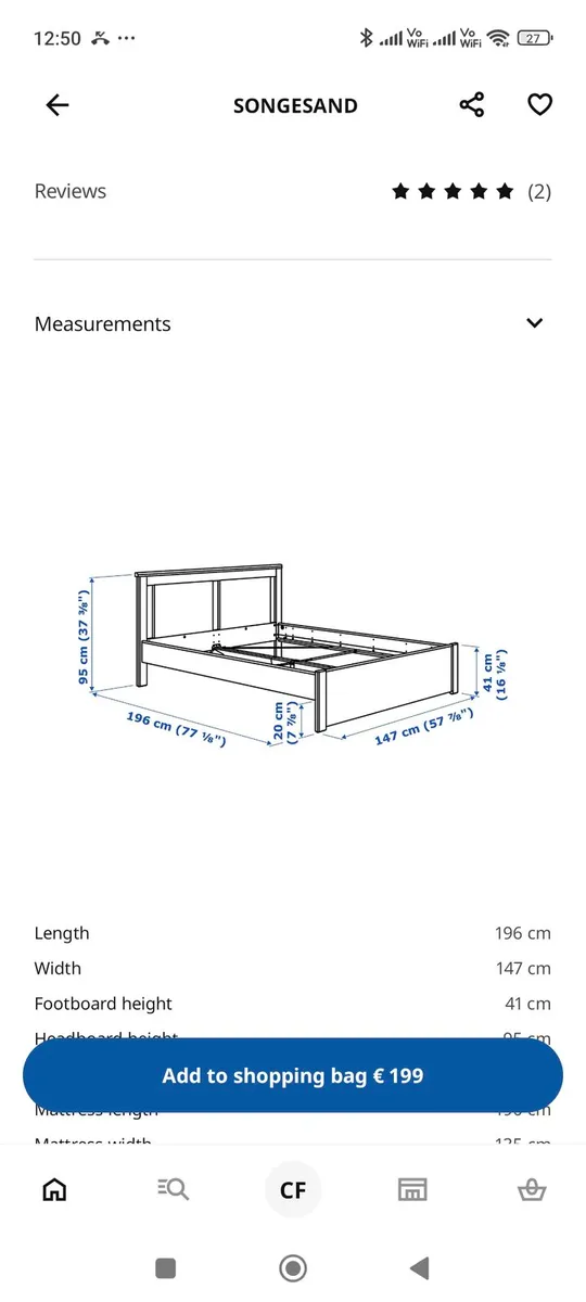 IKEA Songesand white Bed 4'6 - Image 3