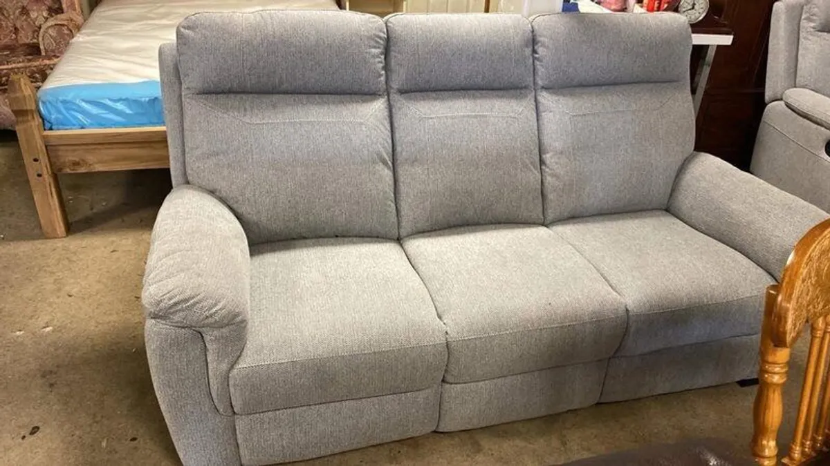 3 seater grey sofa and recliner armchair - Image 1