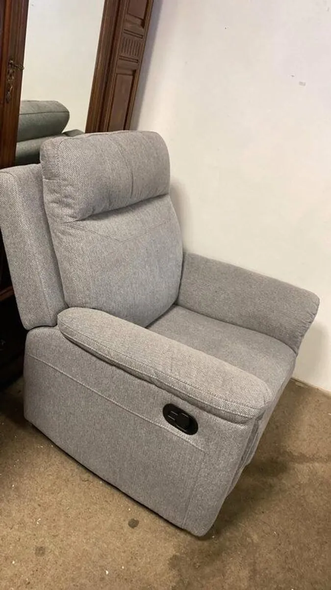 3 seater grey sofa and recliner armchair - Image 3