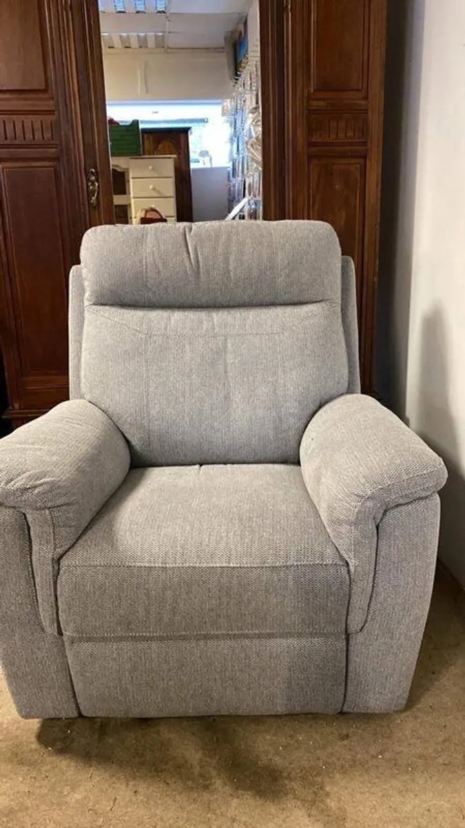 3 seater grey sofa and recliner armchair - Image 4