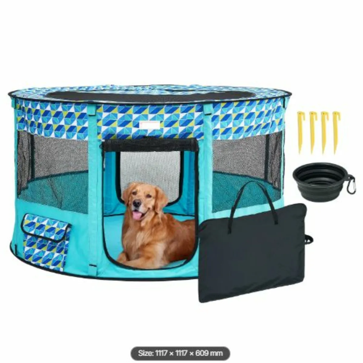 Foldable Pet Playpen, 44'' x 44'' x 24'' Portable - Image 1