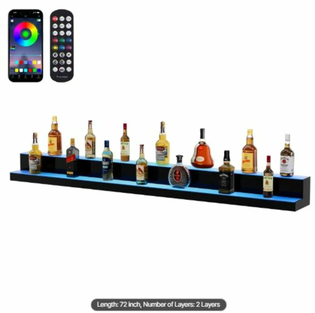 LED Lighted Liquor Bottle Display, 2 Tiers 72 Inch - Image 1