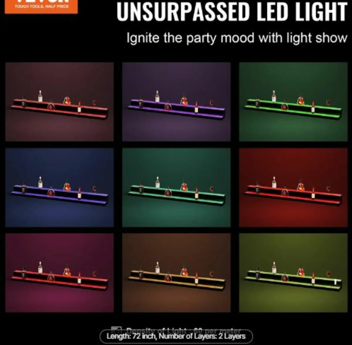 LED Lighted Liquor Bottle Display, 2 Tiers 72 Inch - Image 2