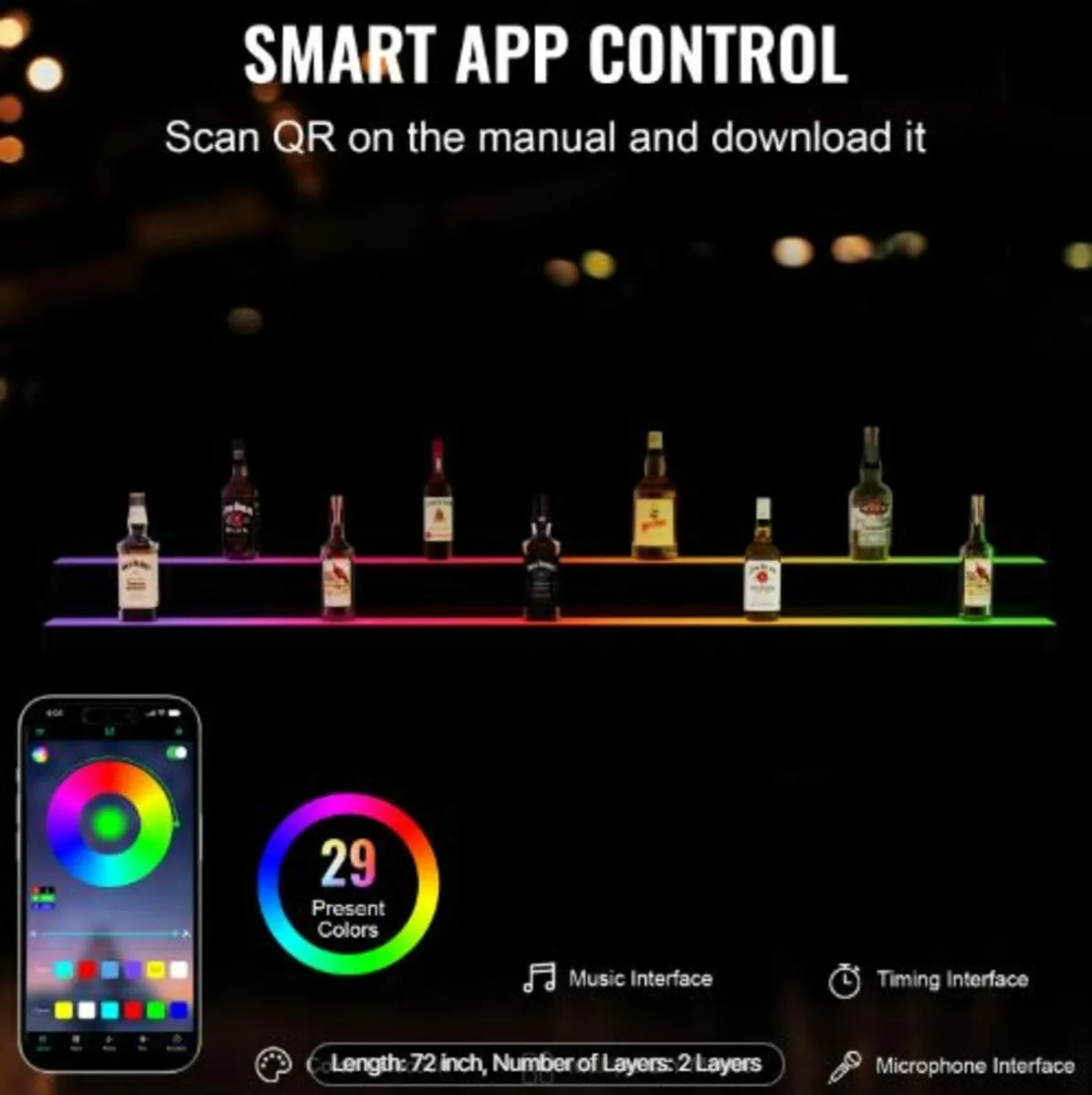 LED Lighted Liquor Bottle Display, 2 Tiers 72 Inch - Image 3