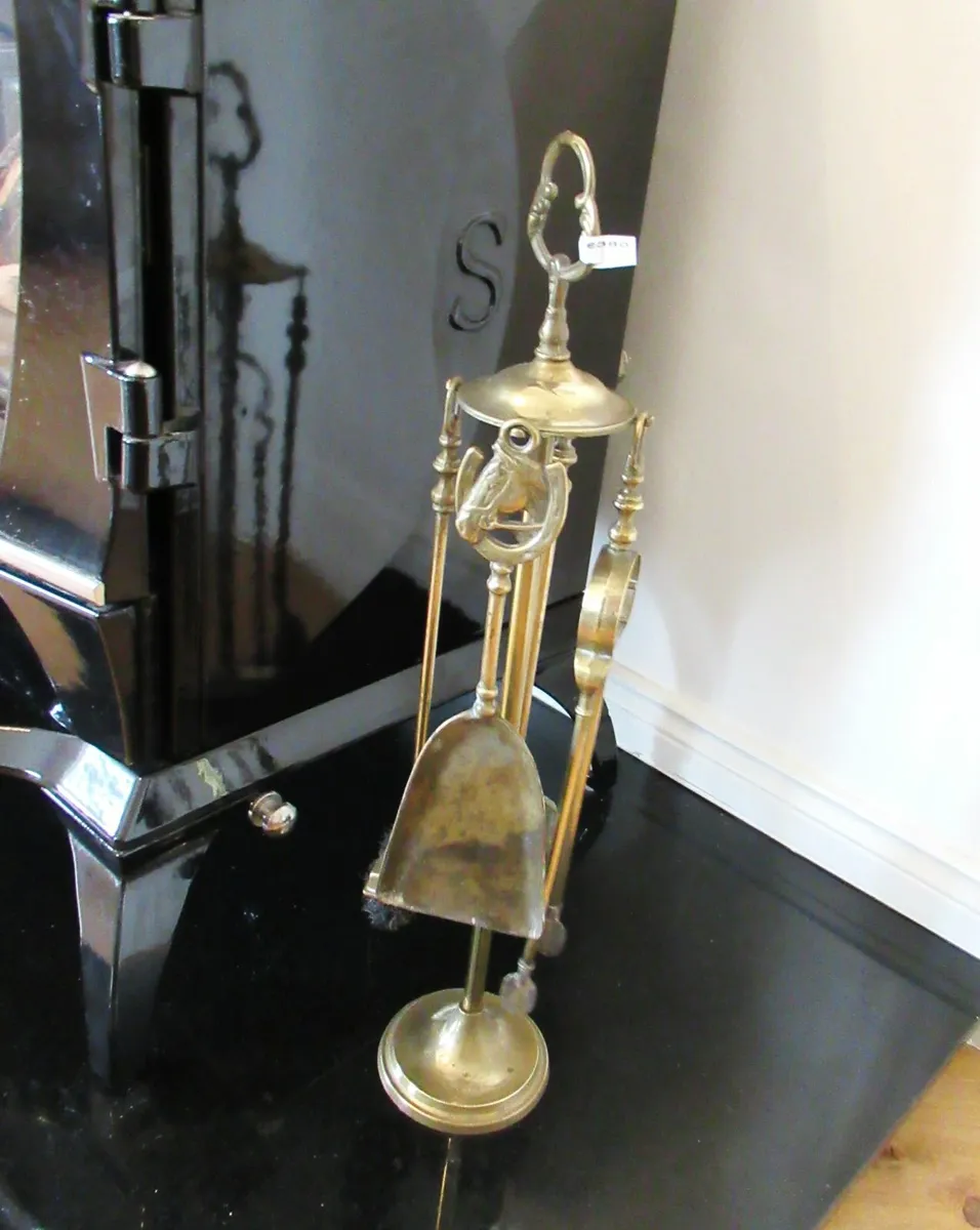 antique vintage FIRE SET shovel cottage pub cave - Image 3