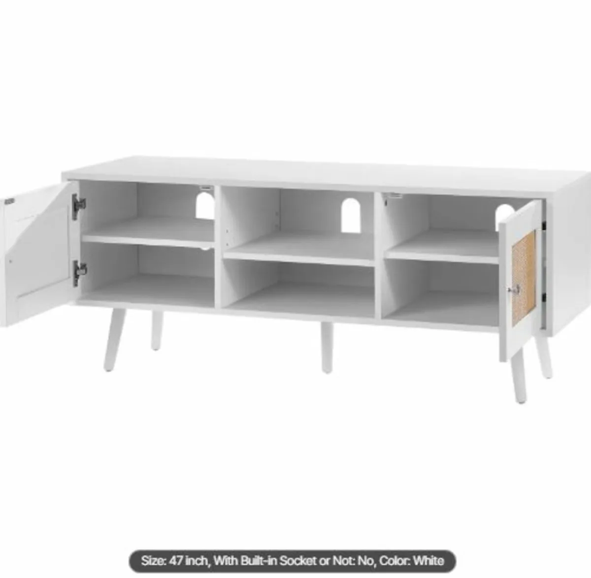 Rattan TV Stand, Boho TV Cabinet for 55 inch TV, - Image 4