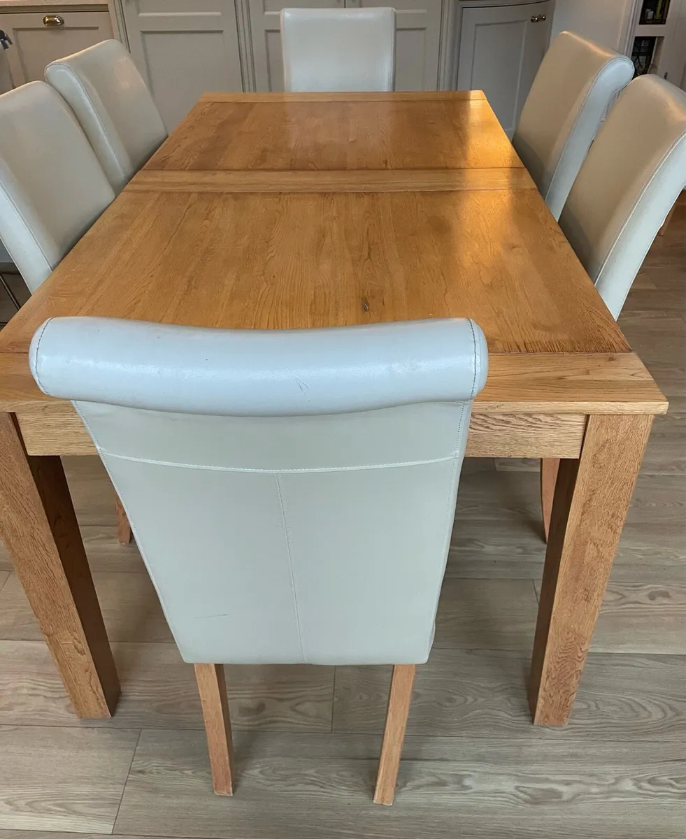 Solid oak table and six chairs - Image 2