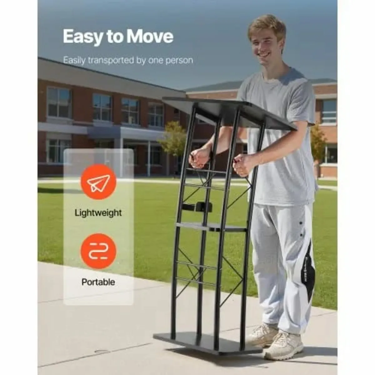 Podium Stand, 1180 mm Metal Lectern, Curved Standi - Image 4