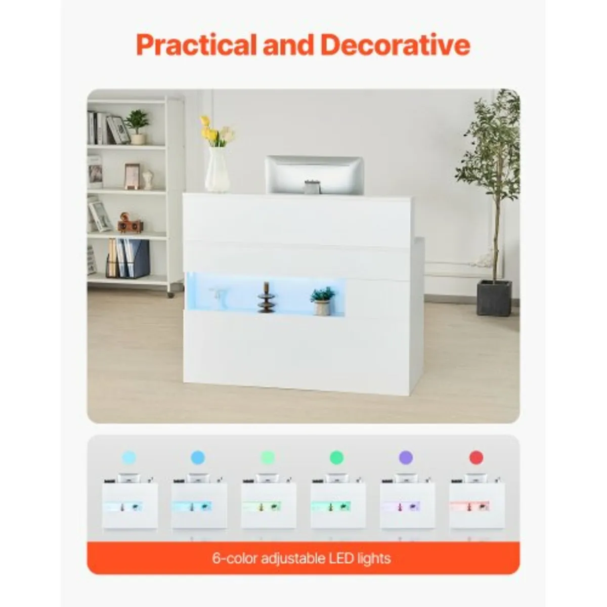 Reception Desk, 47.24 x 18.7 x 39.37 in Rectangula - Image 3