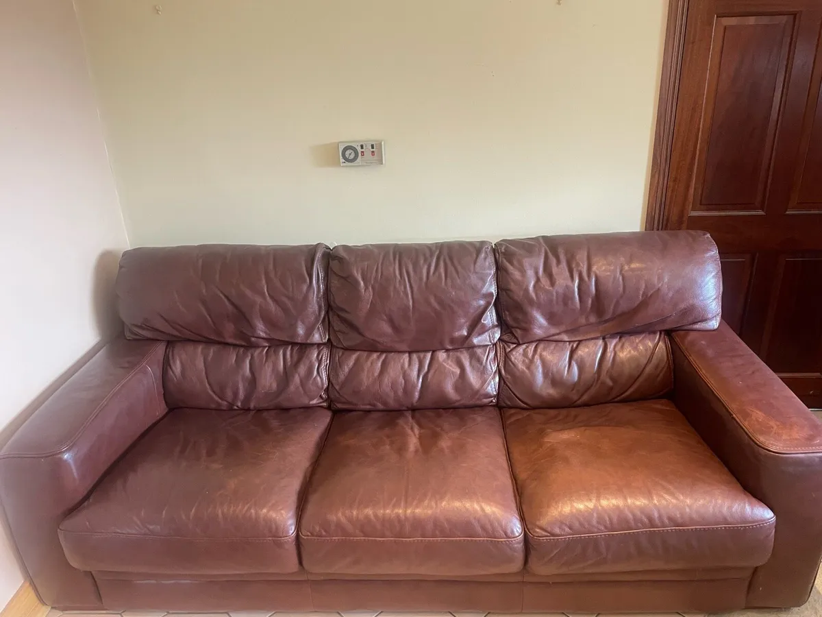 Brown leather couch’s - Image 3
