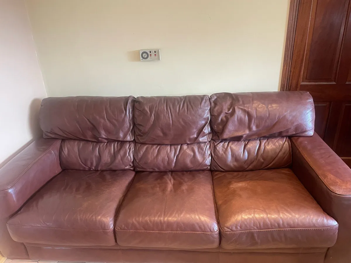 Brown leather couch’s - Image 4