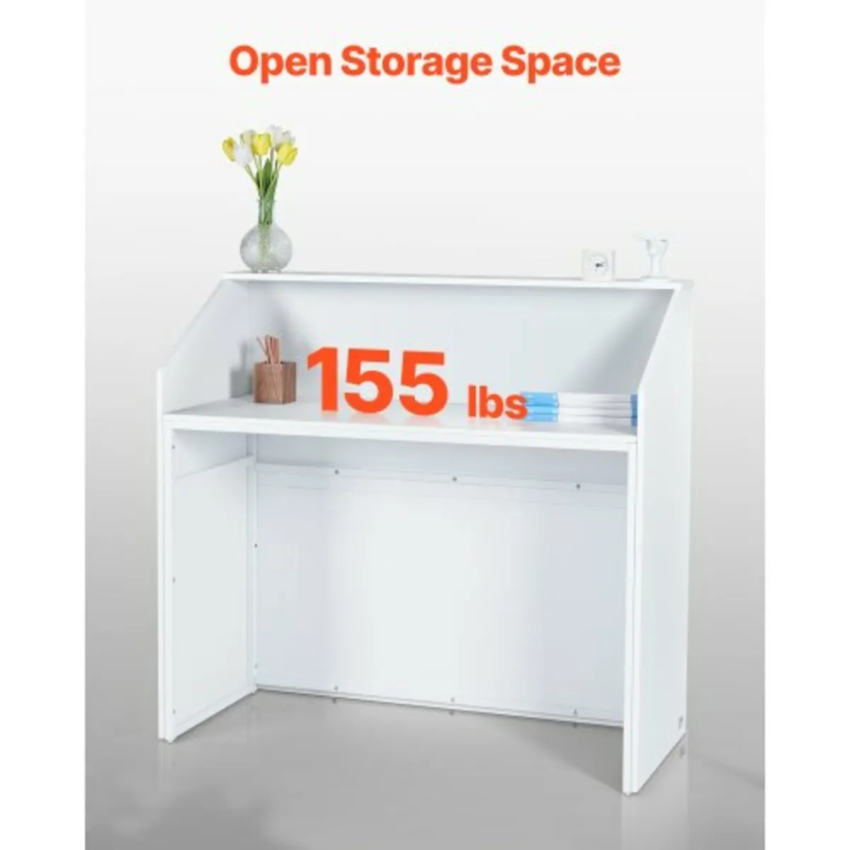 Reception Desk, 46.46 x 19.69 x 43.90 in Rectangul - Image 4