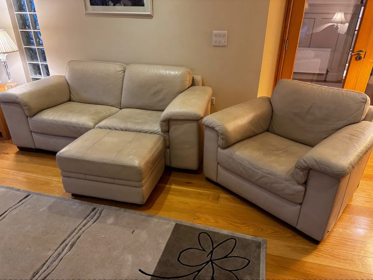 Natuzzi sofa, armchair and footstool - Image 1