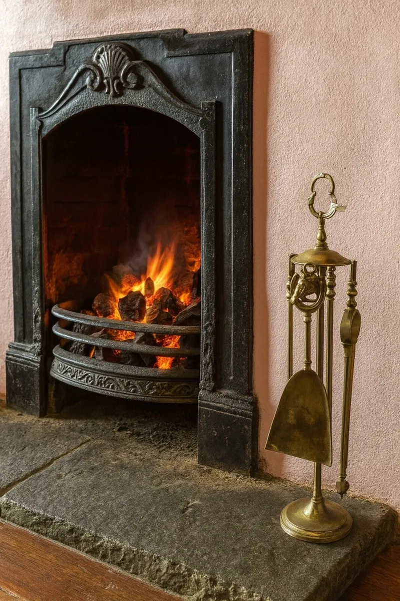 antique vintage FIRE SET shovel cottage pub cave - Image 1