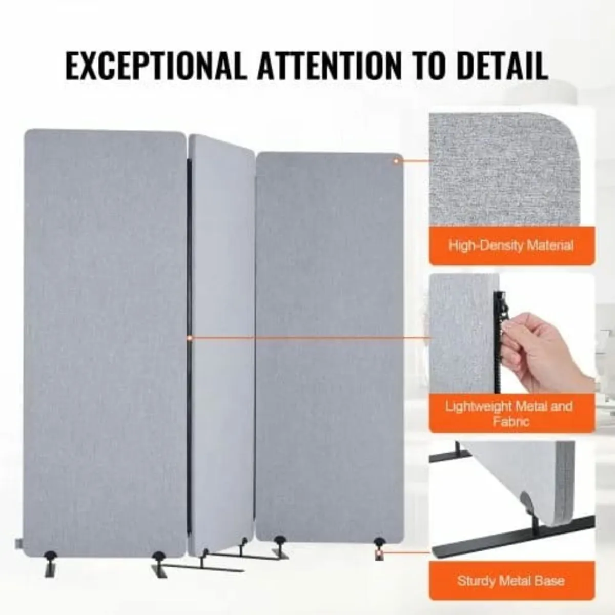 2FT Room Divider, 3 Panels PET Polyester Soundproo - Image 4