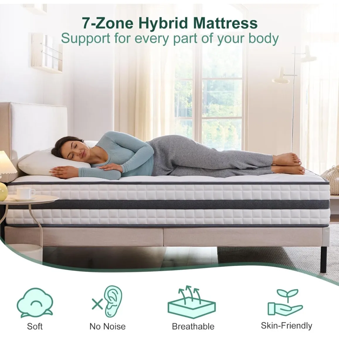 King Mattress, Hybrid Memory Foam and Spring, Medi - Image 2