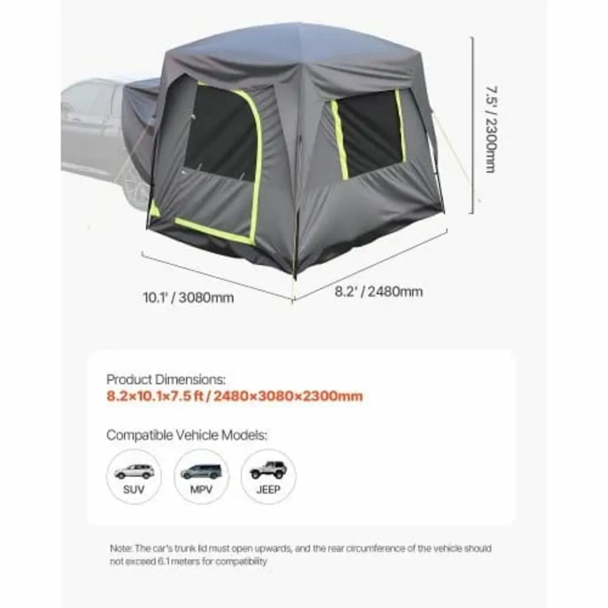 SUV Tent for Camping, 10FT L x 8FT W, Waterproof P - Image 4