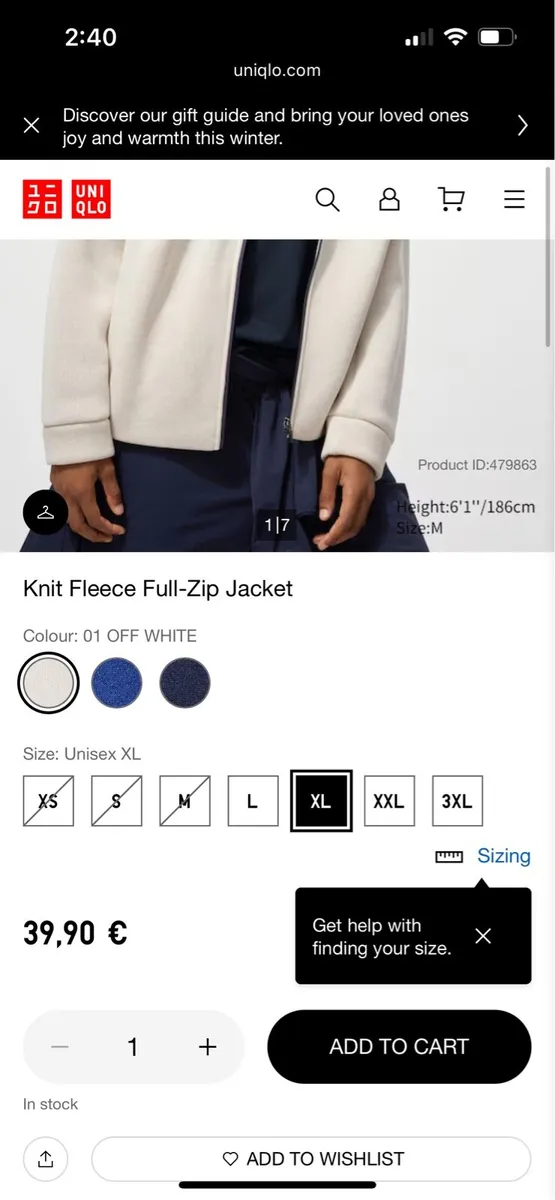 NEW Uniqlo knit fleece zip jacket - Image 3